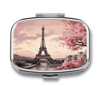 Romantic Paris Tower Weekly AM/PM Pill Organizer.Waterproof Portable Compact Travel Pill Organizers.Small Pill Box for Medicine Holder for Vitamins Medication.