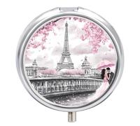 Romantic Parisian E-iffel Tower Travel Pill Organizer Portable Round Dispensers Medicine Case Daily Compartments for Easy Access