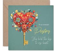 Romantic Partner Anniversary Card - Key to my Heart - Cute Happy Anniversary Card for Partner from Boyfriend Girlfriend, 145mm Joke Humour Anniversaries Greeting Cards