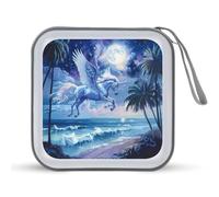 Romantic Pegasus Beach Night Portable CD Case Holder 48 Capacity Travel DVD Storage Boxs Wallet Bag