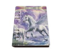 Romantic Pegasus Printed Notebook Binder A5 6 Metal Ring Slim Foldable Reusable Notepad Daily Work