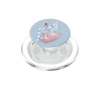 Romantic Pencil Drawn Swan Pretty Swan with a Light Blue Bow PopSockets PopGrip for MagSafe