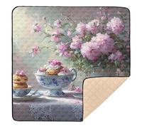 Romantic Peony Dessert Elegance Large Non-Slip Baby Play Mat for Indoor Outdoor 1-Piecing Baby Kick Crawling Mat for Baby Kids Toddlers Infants, 50'' x 50''