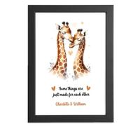 Romantic Personalised Gift Giraffes Love Print - Perfect for Her, Him, Couples on Valentine's Day, Birthdays, Anniversaries, Christmas, Wedding - From Wife, Husband, Boyfriend, Girlfriend