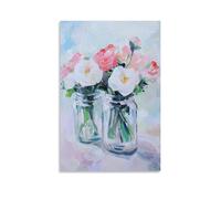 Romantic Pink Flower Wall Art Delicate Abstract Bouquet Vase Element Hanging Paintings Poster Fashion Home Artwork To Beautify Teen Girl Bedroom And Bathroom Sc 20x30inch(50x75cm)