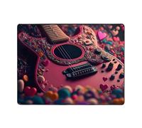 Romantic Pink Heart Guitar Area Rugs for Living Room Decor - Soft Throw Washable Rugs for Bedroom, 63x48 Inch Indoor Carpet for Bedroom Living Room