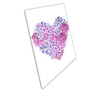 Romantic Pink Purple Blue Hydrangea Flower Floral Love Heart Watercolour Painting Wall Art Print On Canvas Picture For Home Office Decor 76x51cm (30x20In)