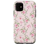 Romantic Pink Roses and Ribbons French Country Aesthetic Case for iPhone 11
