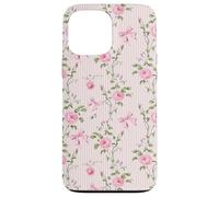 Romantic Pink Roses and Ribbons French Country Aesthetic Case for iPhone 13 Pro Max