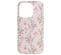Romantic Pink Roses and Ribbons French Country Aesthetic Case for iPhone 14 Pro