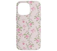 Romantic Pink Roses and Ribbons French Country Aesthetic Case for iPhone 14 Pro Max