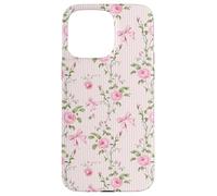 Romantic Pink Roses and Ribbons French Country Aesthetic Case for iPhone 15 Pro Max