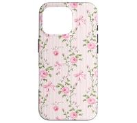 Romantic Pink Roses and Ribbons French Country Aesthetic Case for iPhone 16 Pro