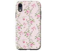 Romantic Pink Roses and Ribbons French Country Aesthetic Case for iPhone XR