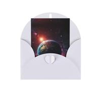 Romantic planet patterned White party invitation, vertical greeting card, suitable for anniversary