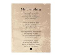 Romantic Poem Youre My Everything Canvas Wall-Art Aged Paper Text Print for Couples Bedroom Home Decor(Framed,12x18inch(30x45cm))