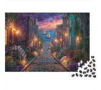 Romantic Port Road Puzzles 1000 Piece Challenge Toy Adults And Children Impossible Jigsaw Puzzle Educational Game Home Decoration Gift 38x26cm/1000pcs