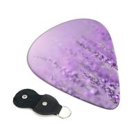 Romantic Purple Lavender Guitar Picks, 6 Pcs Guitar Plectrums double-sided printing, suitable for acoustic, electric and bass guitars, including 0.46 mm 0.71 mm 0.96 mm