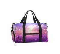 Romantic Purple Lavender Gym Duffle Bag with Shoe Compartment Travel Weekender Overnight Bag Waterproof Sports Gym Bag with Shoulder Strap