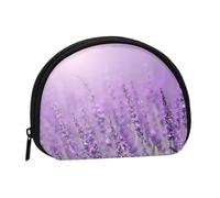 Romantic Purple Lavender Mini Zipper Coin Purse, Small Travel Organizer with All-Over Print, Durable Polyester Fabric, Compact Pouch for Coins,Keys