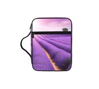 Romantic Purple Lavender Print Bible Cover Case/Book Cover, Bible Case for Women Girls,with Handle Fits for Standard Size Bible