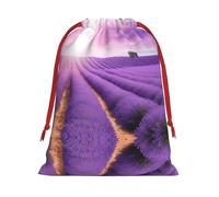 Romantic Purple Lavender Print Drawstring Gift Bag With Pull Cord Closure For Gifting And Storage