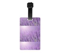 Romantic Purple Lavender Print Durable PVC Luggage Tag for Suitcase Heavy Duty ID Holder Modern Business Travel Accessory