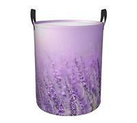 Romantic Purple Lavender print Laundry Basket,Collapsible Storage Basket,Household Storage for Clothes, Linens, Sheets, Toys