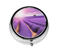 Romantic Purple Lavender Print Personalised Portable Pillbox with,Mini Pillbox Compact and Convenient Pill Organiser for Storing and Organising Pills