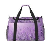 Romantic Purple Lavender Print Womens Sports Bags Travel Bag -Duffel Bags for Men,Small Medium Weekender Overnight Bags for Women,Sport Gym Bag