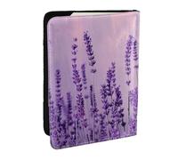 Romantic Purple Lavender Printed Passport Holder - 6.5 x 4.5 Inch RFID Blocking Travel Wallet,Stylish Passport Cover,Lightweight Document Organizer for Cards