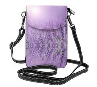 Romantic Purple Lavender Printed phone wallet and shoulder bag, stylish, perfect for shopping, travel, camping, and everyday use.