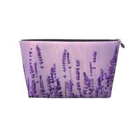 Romantic Purple Lavender Printed Travel Cosmetic Bags with Silver Zipper Makeup Organizer Cosmetic Case Toiletry Bag for Women Mom Girls