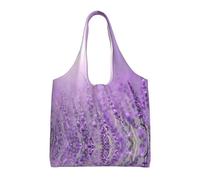 Romantic Purple Lavender Single-Shoulder Canvas Bag,Large Capacity Reusable Grocery Shopping Bag,Women'S Handbag Tote Travel