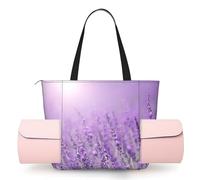 Romantic Purple Lavender Women'S Yoga Mat Bag With All-Over Print,Lightweight Polyester Shoulder Gym Bag,Front Open Pocket For Yoga Mat, Towel