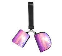 Romantic Purple Lavender Wristlet Keychain Wallet Pouch with Strap Double Zipper Small Coin Purse Portable Wrist Bag for Travel Gym Daily Use