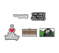 Romantic Quote Brooch Pins Set - Vintage Inspired Blouse Pins with Love Phrases, Couple Scene, Mansion and Heart Lapel Pin Badge Accessories, Alloy Enamel Decorative Pins for Jackets, Shirts, Backpack