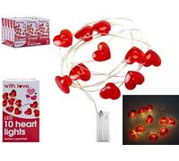 Romantic Red Heart Battery Operated Wire Lights - 10 Bulbs, 1 Set (30cm) - Perfect for Love & Ambiance - Ideal for Date Nights, Anniversary Celebrations & Home Decor