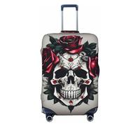 Romantic Red Heart Elastic Luggage Compartment Protective Cover Luggage Cover Protector Suitable For Luggage Of 18-32 Inches, Red Rose Skull, XL