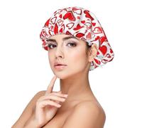 Romantic Red Heart Premium Satin Sleep Cap - Protect Your Hair in Style, Black, One Size-M