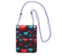 Romantic Red Heart Print Crossbody Phone Bag For Women Men, Adjustable Strap Phone Purse, For Travel Shopping