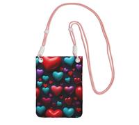 Romantic Red Heart Print Crossbody Phone Bag For Women Men, Adjustable Strap Phone Purse, For Travel Shopping