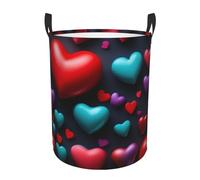 Romantic Red Heart Print Laundry Hamper Basket Tall Laundry Basket, Hamper For Blanket Storage For Bedroom