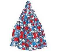 Romantic Red Heart Print Men Women Adult Hooded Cloak Cosplay Costume Halloween Christmas Carnival Parties