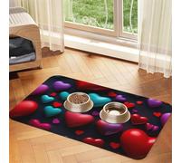 Romantic Red Heart print PU Leather Feeding Mat for Dogs Cats Pet Food Mat Absorbent Non-Slip Rubber Bottom