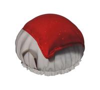 Romantic Red Heart Print Shower Cap, Bath Shower Caps for Women Long Hair, Double Layer Waterproof Bathing Shower Hat