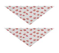 Romantic Red Lips Kissing Digital Art Bulk Dog Bandanas Unique Shape Adjustable Fit Pet Scarf for Boy and Girl Cute Pet Accessories for Dogs Cats 2 Pack