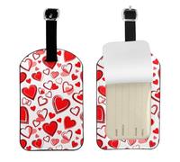 Romantic Reds Heart Printed Leather Luggage Tag, Durable Baggage Identifier, Soft PU ID Label, for Business Travel