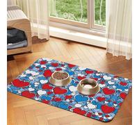 Romantic Reds Heartprint Pet Absorbent Leather Tablecloth,Wipe Clean Quick Dry,Food Mat For Small Animals