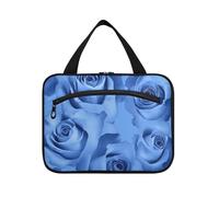 Romantic Retro Roses for Blue Valentine Hanging Toiletry Travel Bag with Hook, Designer Fashion kit Bag for Men for Men Camping Porta cosmeticos Mujer para cartera L